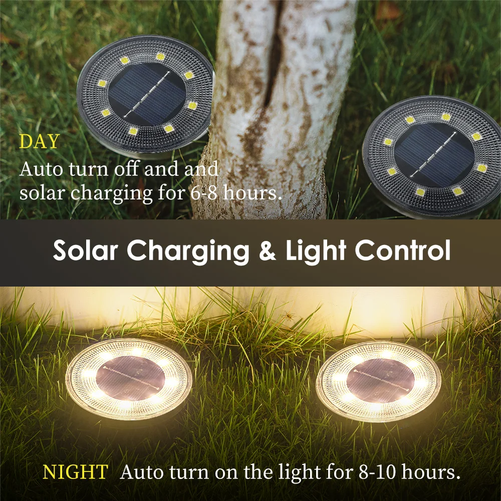 Ip68 à prova dip68 água led ao ar livre energia solar luz à terra controle de iluminação caminho deck luzes quintal garagem gramado jardim decoração lâmpada
