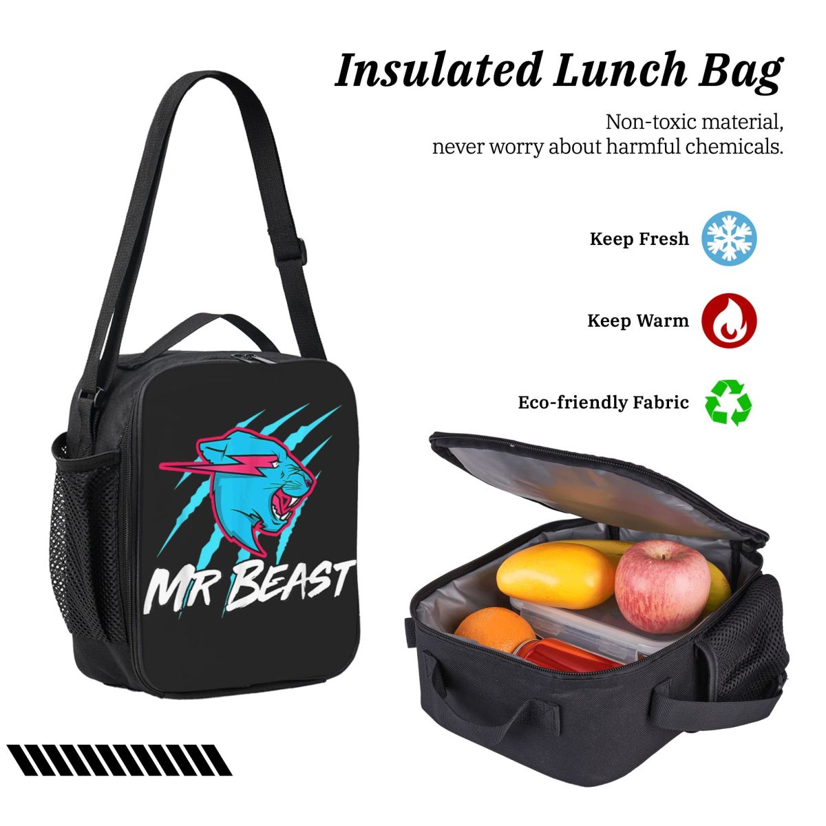 Mr Beasts Schultaschen-Set für Jungen und Mädchen, Gaming Beasts-Stil, Stifttaschen, Rucksack-Sets mit Lunchbox für Schüler, Rucksack