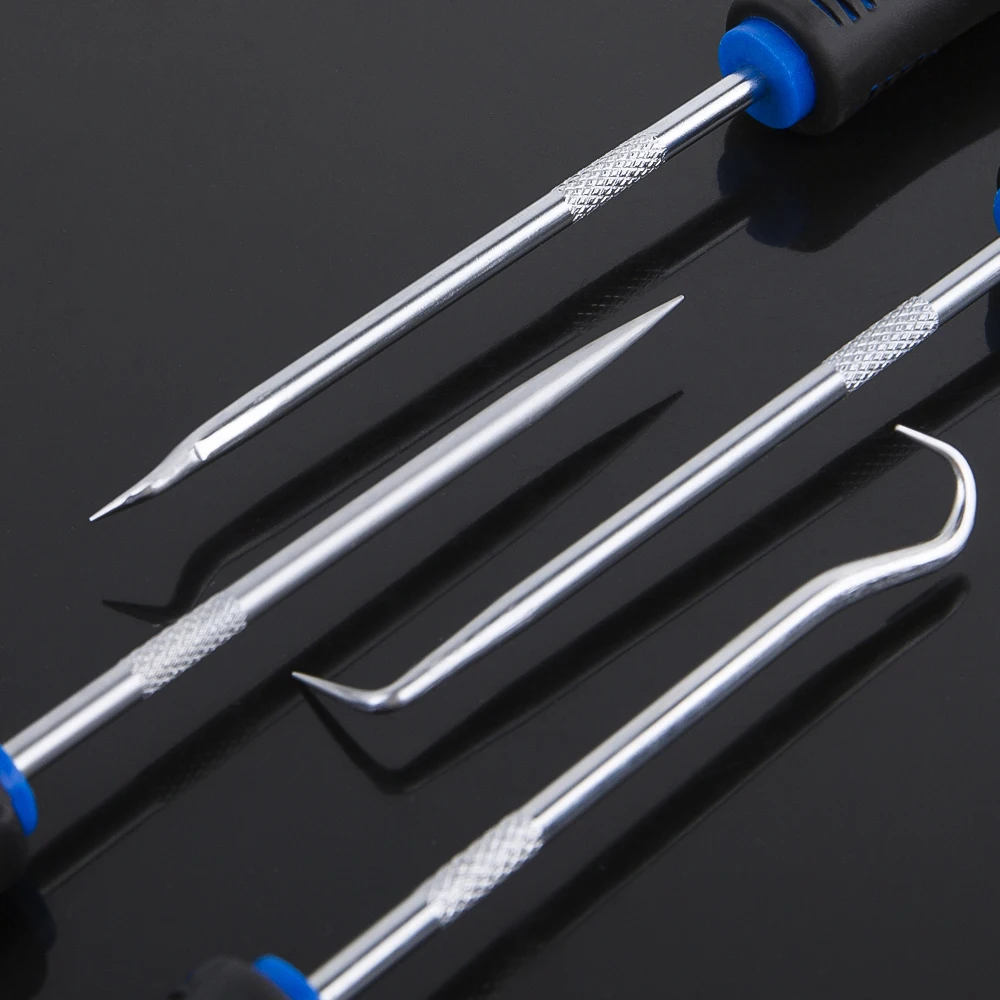 4PCS สีฟ้า 165 มม.ซีลน้ํามันไขควงชุดรถ Auto ซีลน้ํามัน O-Ring Seal ปะเก็น Pick PULLER Remover Pick Hooks รถซ่อมเครื่องมือ