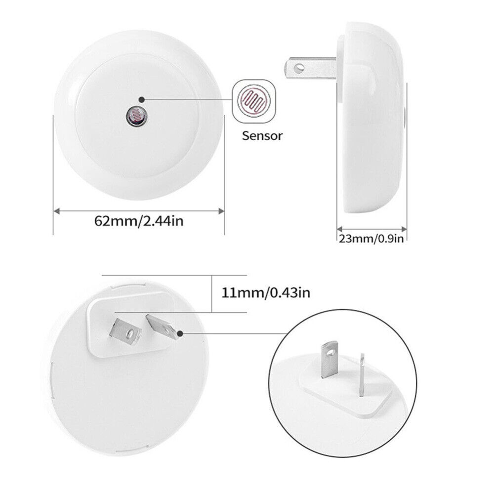 Mini Cute Wall Plug-in LED Night Light Auto Sensor Bedside Lamp For Bedroom Kid's Room Hallway Corridor Stairs Nightlight