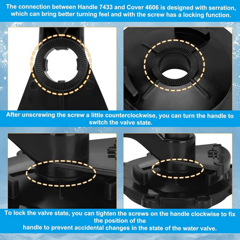4720 Umstellventil-Set, Ersatz für Zodiac Jandy Neverlube 2- und 3-Anschlussventile, graue Ventile 2 und 3-Anschluss, 90 °   Ventile