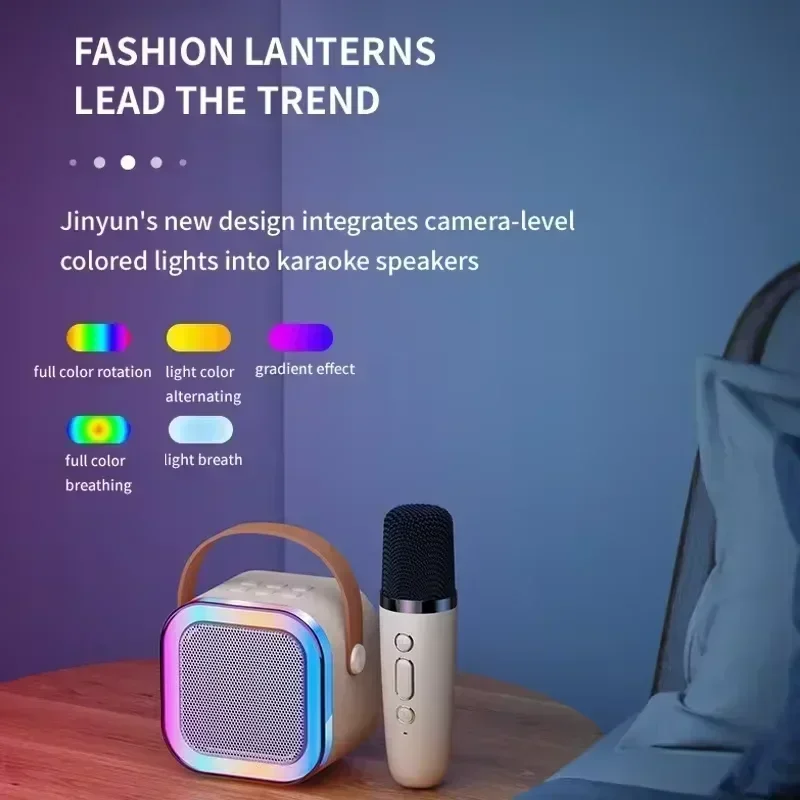 Bluetooth Speaker K12 Portable Karaoke Machine 5.3 PA System With 2 Wireless Microphones Home Family Singing Children's Gifts