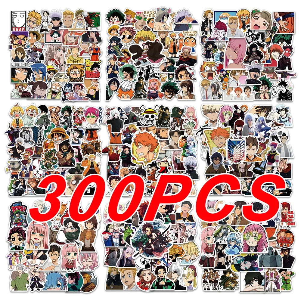 300 Pz Mix Anime Adesivi per Bambini Onepiece JujutsuKaisen DragonBall Adesivo FAI DA TE Auto Da Parete Fresco Cartoon Decalcomanie Giocattolo Impermeabile