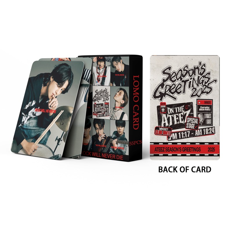 55pcs/set Kpop ATEEZ 2025 SEASON’S GREETINGS Lomo Cards High Quality HD Print Photocards for Fans Collcetion