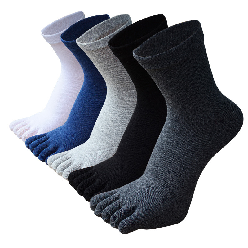 Calcetines con dedos para hombre, medias transpirables que absorben el sudor, cómodas, de algodón, elásticas, deportivas y de negocios