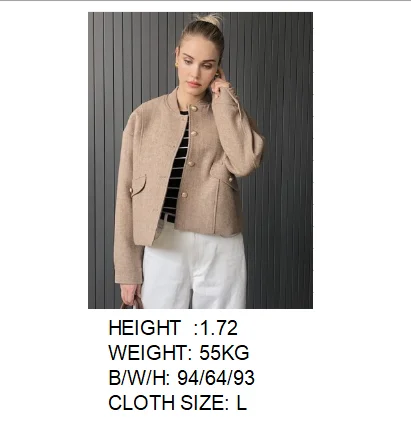 2025 ฤดูใบไม้ร่วง/ฤดูใบไม้ร่วงใหม่ผู้หญิงแฟชั่น Basic Wool Cropped เสื้อแจ็คเก็ตสั้น