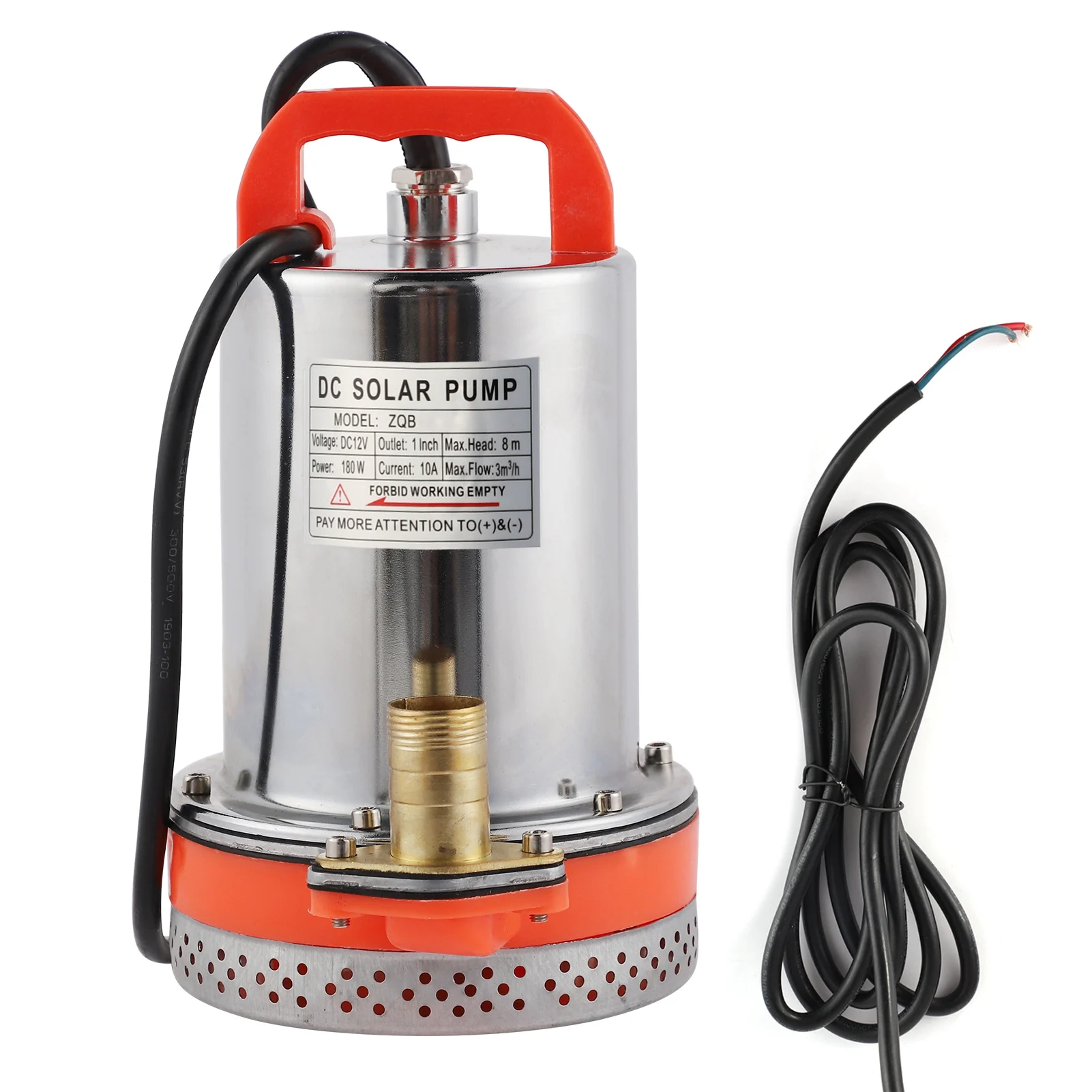 Bomba submersível pequena bateria solar limpeza de piscina 8 metros elevador 2.1 metros cabo dc 12v 180w/24v 220w