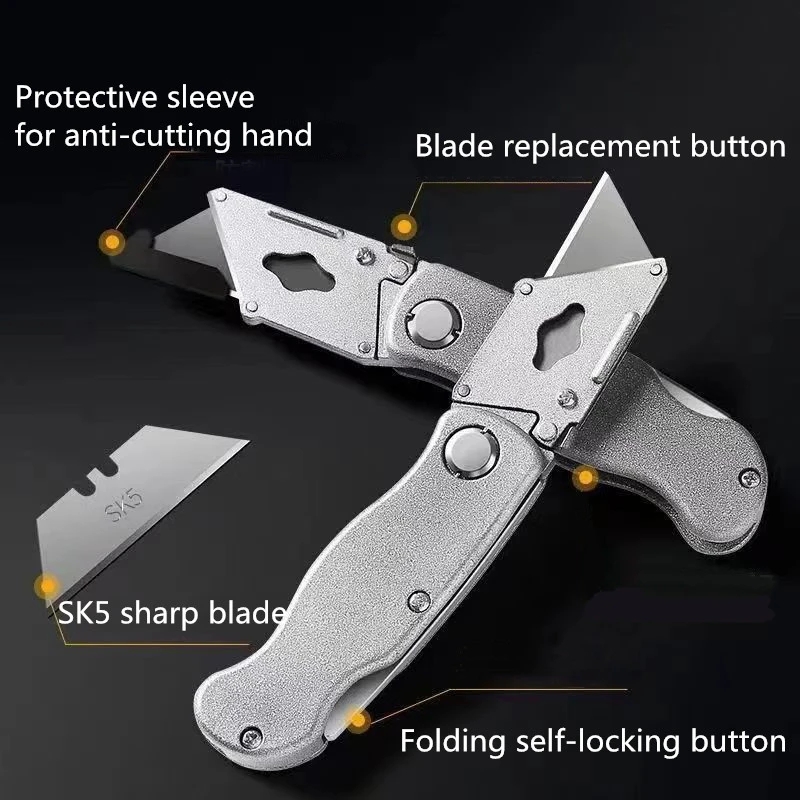 Cuchillo multiusos plegable de Metal multifuncional SK5, cuchillas de nitidez, cortador de caja, cuchilo de bolsillo, papel tapiz con bloqueo automático, abridor de caja de cuchillos