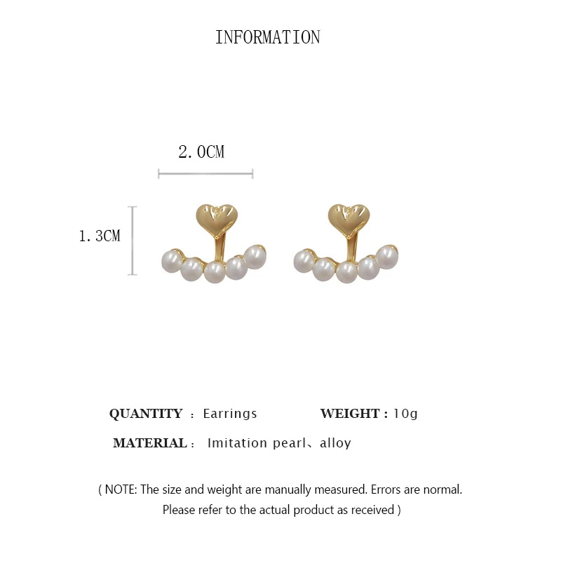 Orecchini a bottone con perle finte di lusso leggero Orecchini a bottone a forma di cuore dolce per le donne Regalo di gioielli da sposa per feste di moda