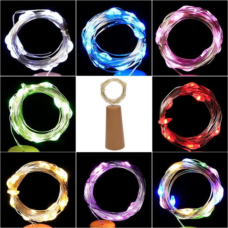 10 sztuk LED butelka wina korkowe łańcuchy świetlne Garland butelka wina bajkowe oświetlenie świąteczne świąteczne dekoracje drut miedziany łańcuch świetlny