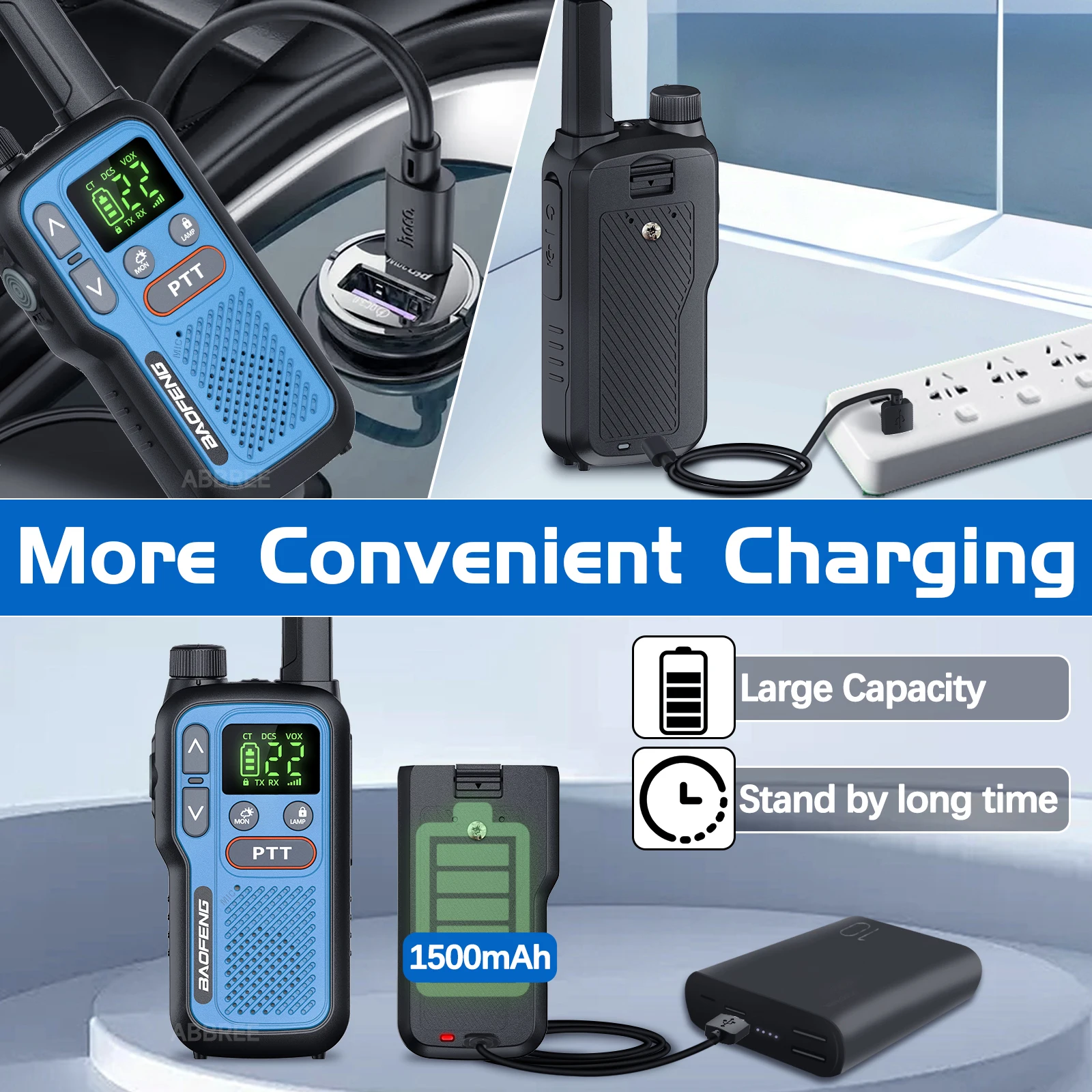 2PCS Baofeng BF-T18 Mini Dual PTT Walkie Talkie Tragbare PMR FRS Lizenz-Freie Taschenlampe NOAA Long Range unterstützung Typ-C Ladegerät