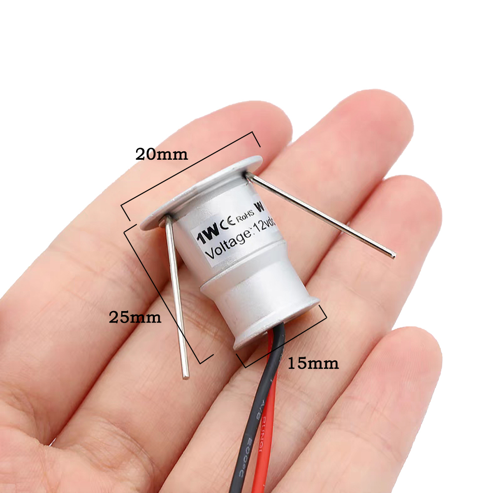 Mini-LED-Strahler, Einbau-Downlight, dimmbares Downlight, Deckenleuchte, Vitrine-Display-Beleuchtung, 1 W, DC12 V, 15 mm Ausschnitt, IP65