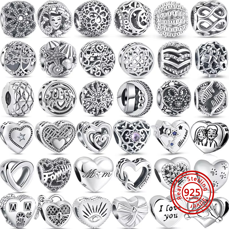 Authentieke 100% 925 Sterling Zilver Fit Originele Pantaro Charms Armband Hart Ronde Stijl Eenvoudige Kralen Vrouwen DIY Sieraden Maken