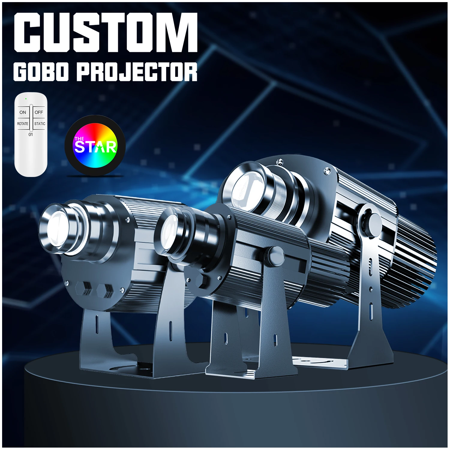 Custom Led HD ในร่มประตูกลางแจ้ง ip67 กันน้ําหมุนโคมไฟโฆษณาภาพโปรเจคเตอร์ Gobo โลโก้โปรเจคเตอร์