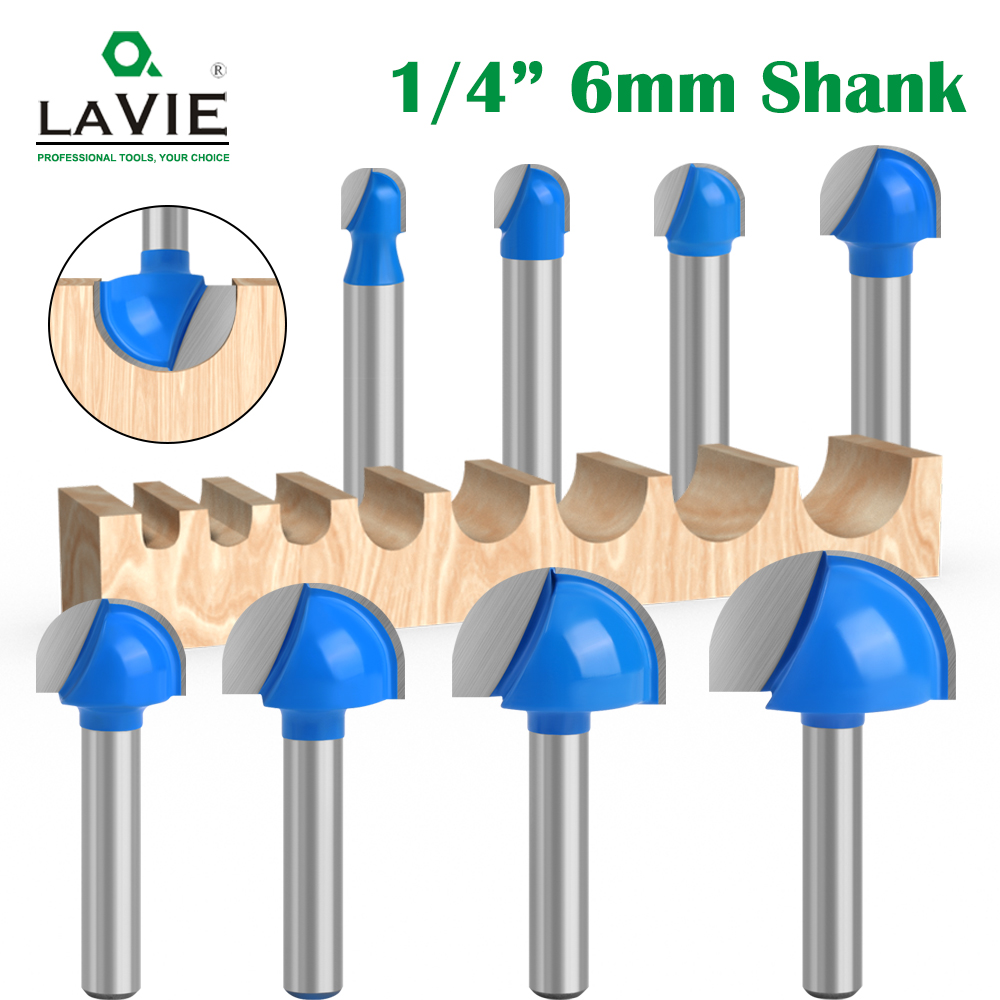LAVIE 1 PC 6mm 1/4 Shank Ball Nose Router บิตชุดเครื่องตัดไม้ CNC รัศมี Core กล่องคาร์ไบด์เครื่องมือ