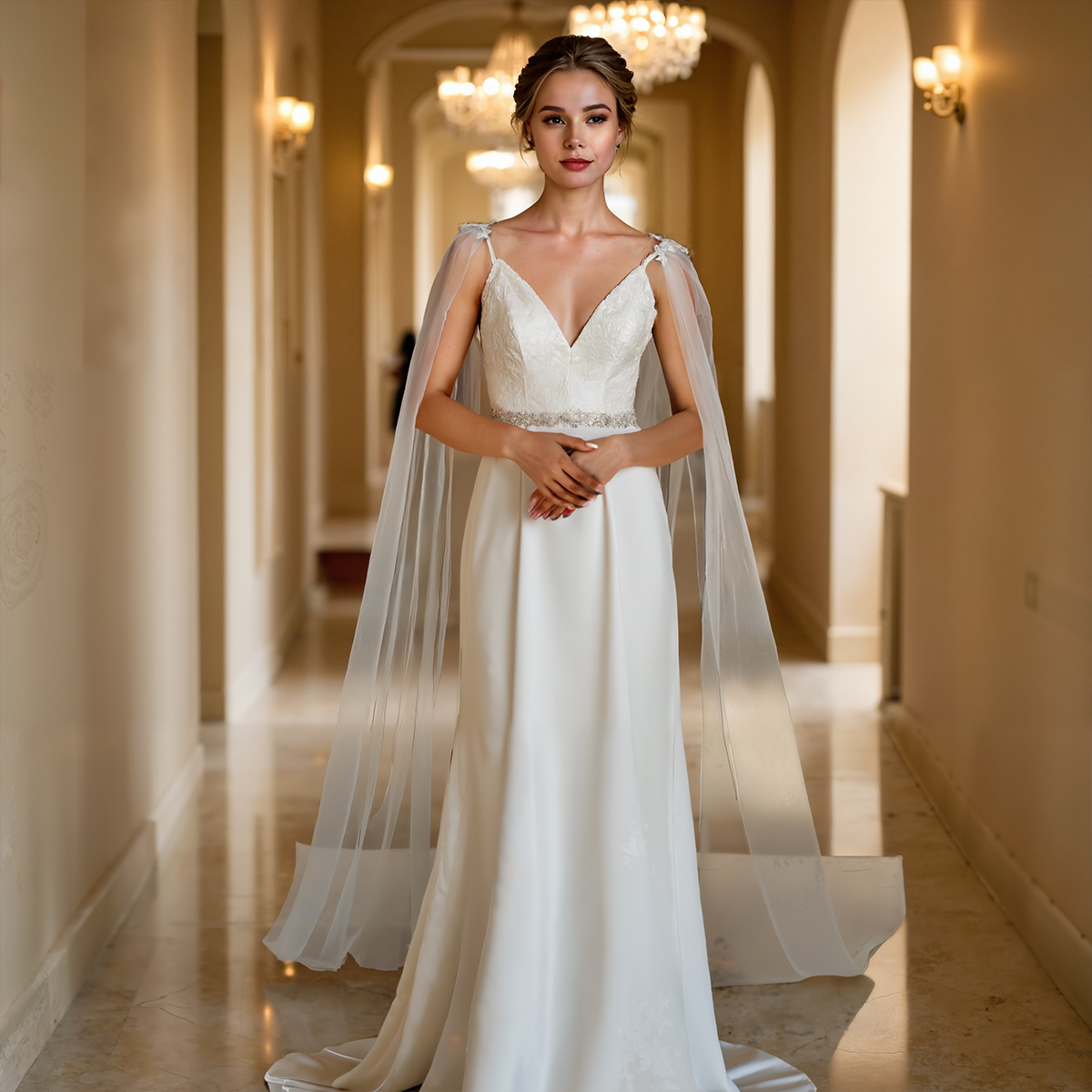 Hochzeit Bolero Braut Cape Schleier Hochzeit Zubehör Langer Umhang Schal Weiche Abend Cape Jacke Spanisch bestickte Tücher GP14
