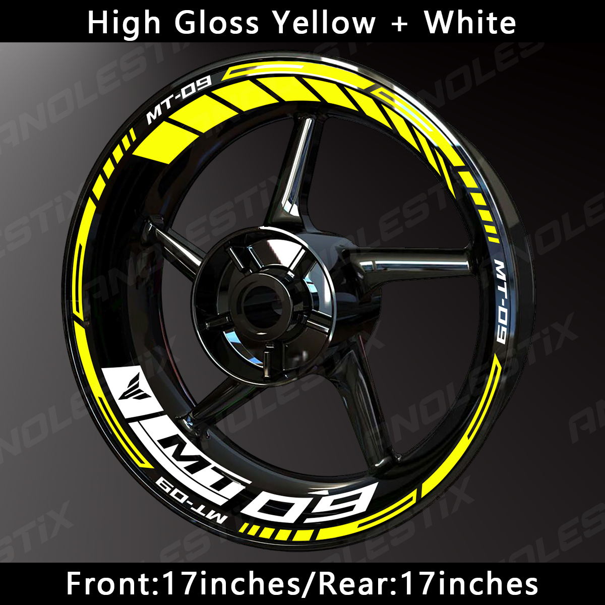 AnoleStix-pegatina reflectante para rueda de motocicleta, calcomanía para cubo, cinta de raya de llanta para YAMAHA MT-09 MT09