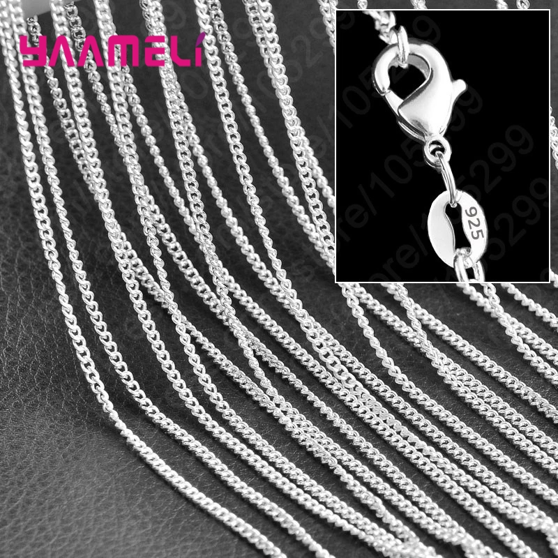 10Pcs Groothandel Pure 925 Sterling Zilveren Bedel Ketting Sieraden Met Sterke Glad Kreeft Sluitingen 16-30 inches