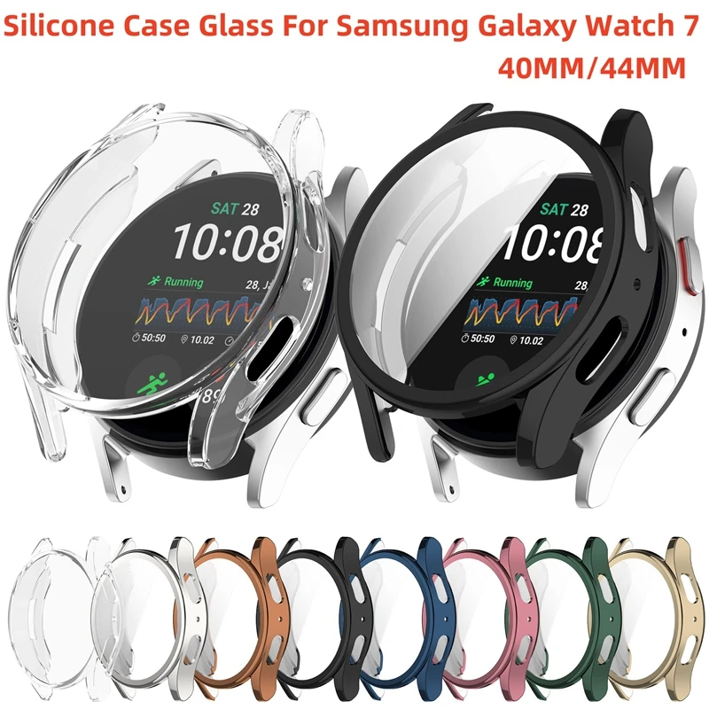 ซิลิโคนTPUกรณีแก้วสําหรับSamsung Galaxyนาฬิกา 7 40 มม.44 มม.ป้องกันหน้าจอกันชนสําหรับWatch7 44 มม.40 มม.ฝาครอบ
