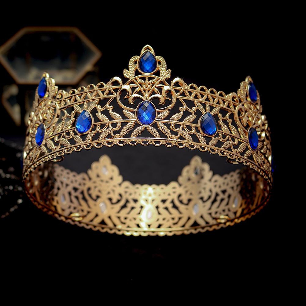 รอบงานแต่งงาน King Tiara Headpiece สําหรับผู้ชาย Rhinestone Royal Crown เครื่องประดับผมโอกาสสําคัญเครื่องประดับอุปกรณ์เสริม