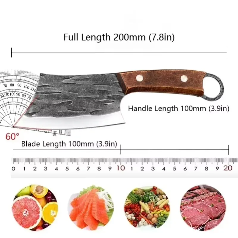 Handmade Utility มีด Cleaver เนื้อผักผลไม้มีดครัวไม้ Handle Boning Butcher มีด Chef ทําอาหารเครื่องตัด Cleaver
