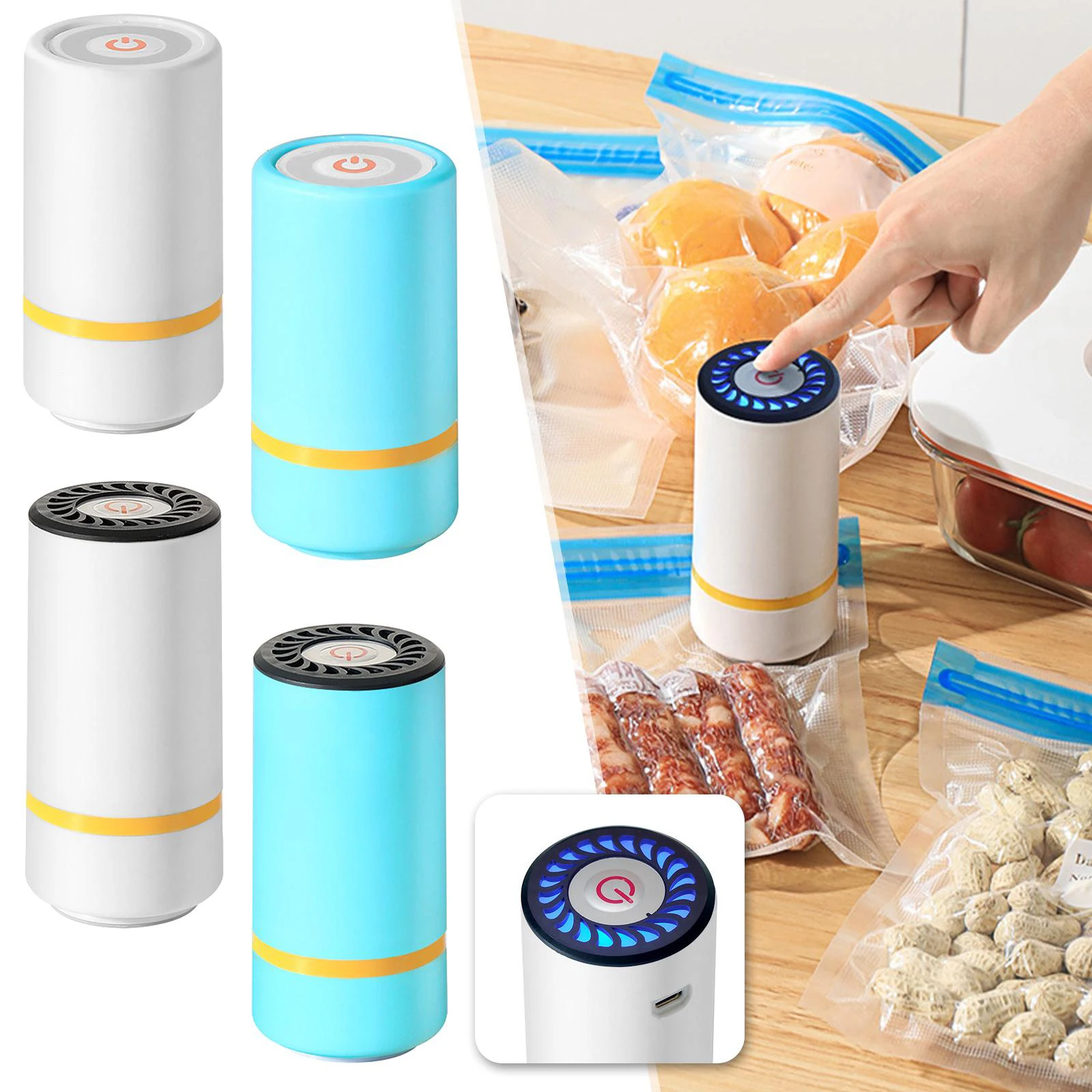 Bomba selladora al vacío portátil, máquina de vacío eléctrica para cojines inflables, mini bomba de aire, dispositivos de almacenamiento de viaje