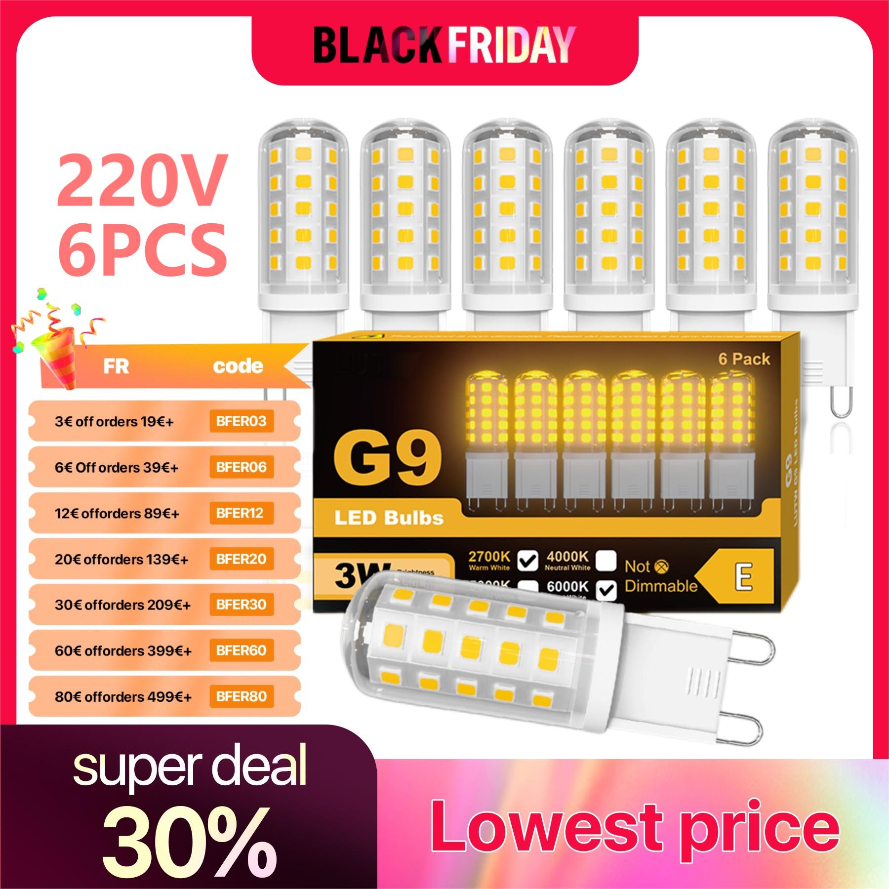 G9 LED 전구 3W 220V 2700K 따뜻한 흰색 6000K 차가운 흰색 에너지 절약 전구 동급 30W - 40W 밝기 조절 불가 6팩
