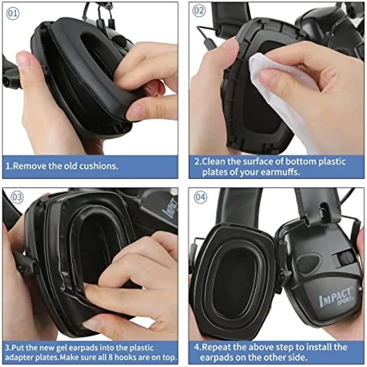Sightlines Gel-Ohrpolster für Howard Leight Impact Sport, elektronisches Schießen, Ohrenschützer, Jagd, Gehörschutz, taktisches Headset