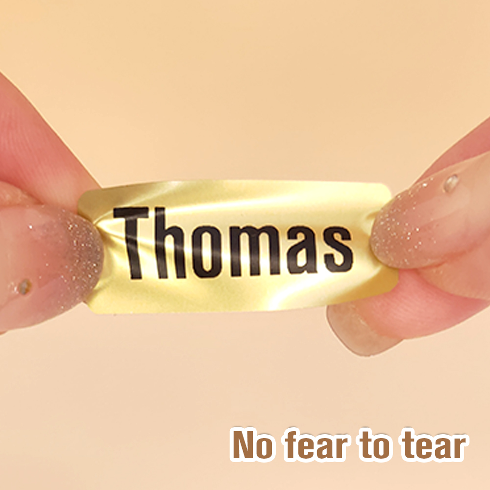 200 個パーソナライズされた名前ステッカーカスタムゴールド防水かわいいデカールタグ子供のための学校文具ボトルラベル