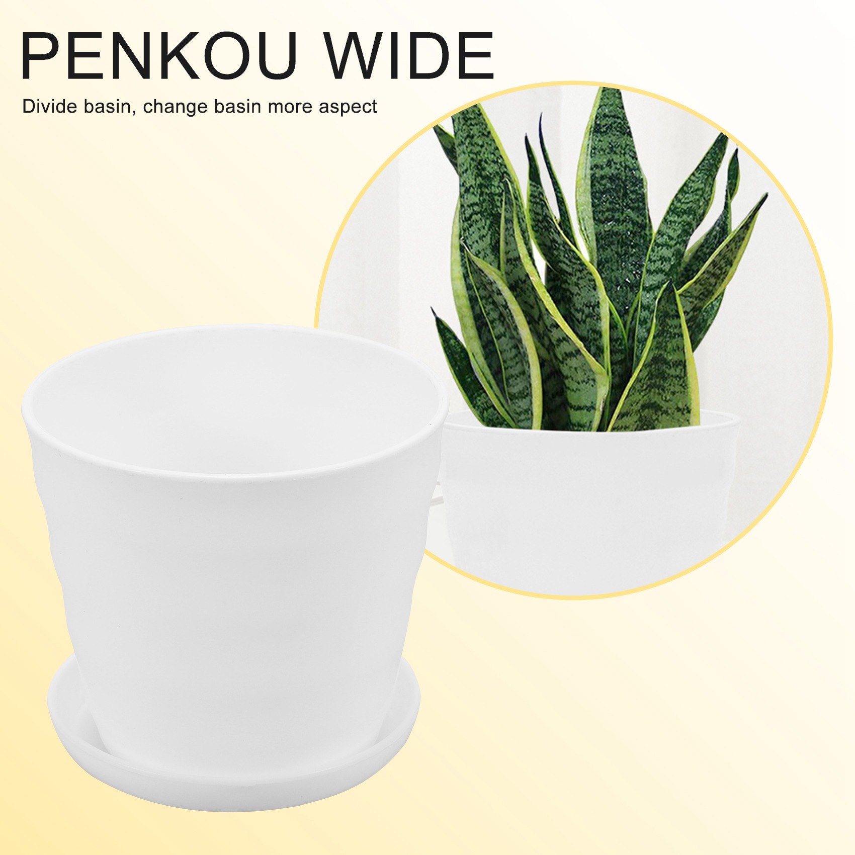 พลาสติกรอบดอกไม้หม้อชาวไร่ผู้ถือถาด Home Office Garden Decor สีขาว