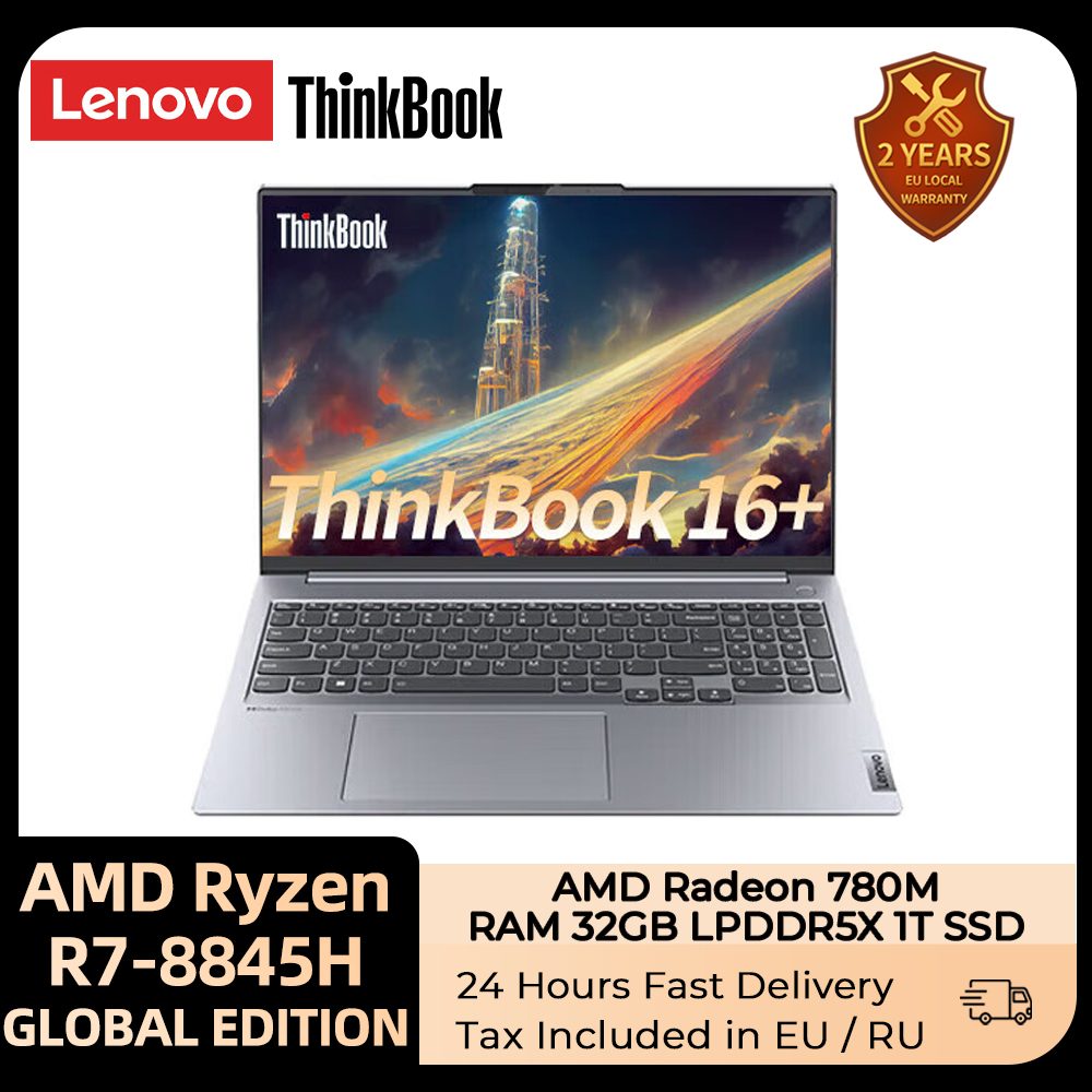 Lenovo ThinkBook 16+ 2024 AI Laptop AMD Ryzen R7 8845H Radeon 780M RAM 16GB LPDDR5x 1T SSD 16-Zoll 2,5K 120Hz Bildschirm Notebook-PC