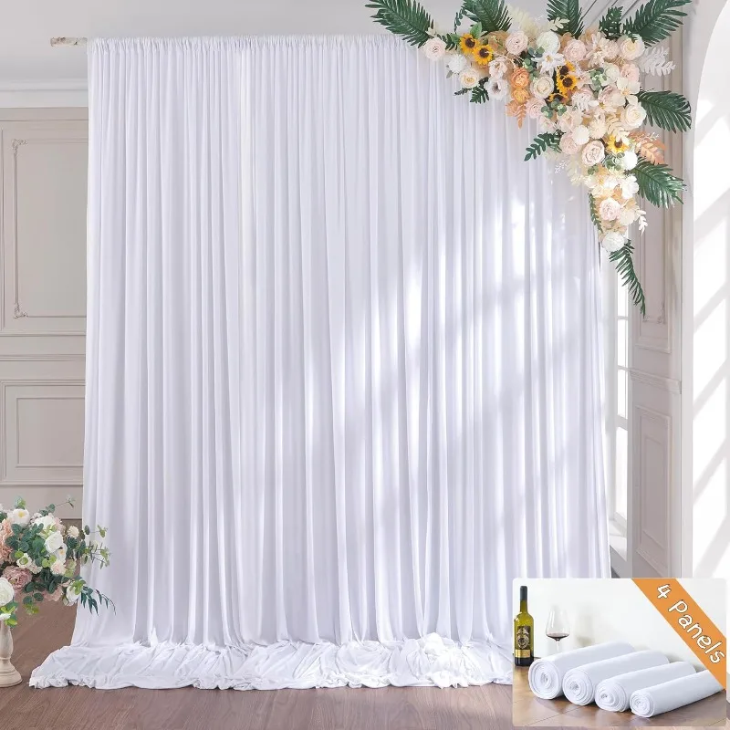 20×12ft White Wrinkle Free Backdrop Curtain for Wedding, Soft Silky Washable Drape Backdrop