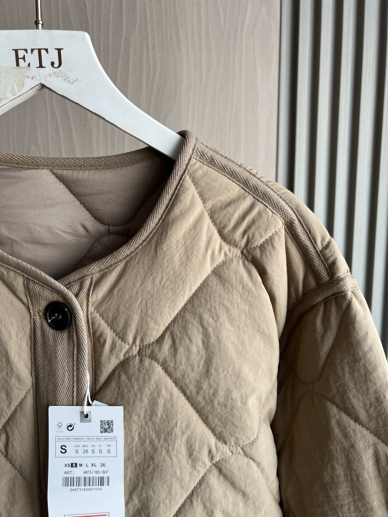 ETJ 2025 Lente nieuwe dames vintage ronde hals gewatteerde katoenen gewatteerde losse versie van gewatteerde vrijetijdsjas