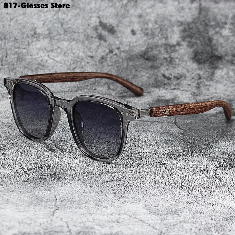 Gafas de sol polarizadas de grano de madera para hombre y mujer, lentes de protección UV para ciclismo, fotografía de calle al aire libre, Retro, a la moda