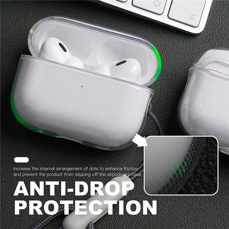 Étui pour écouteurs en TPU souple transparent avec lanière pour Airpods Pro 2 2e génération Air Pods 4 3 2 1 3ème 2024 génération, accessoires de couverture