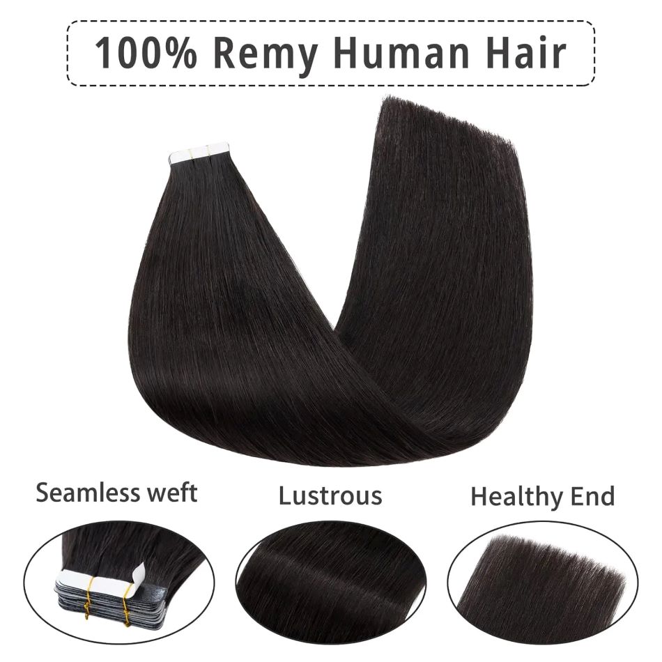 Fita em extensões de cabelo cabelo humano cabelo brasileiro 100% extensões de cabelo humano 20 peças em linha reta para mulher