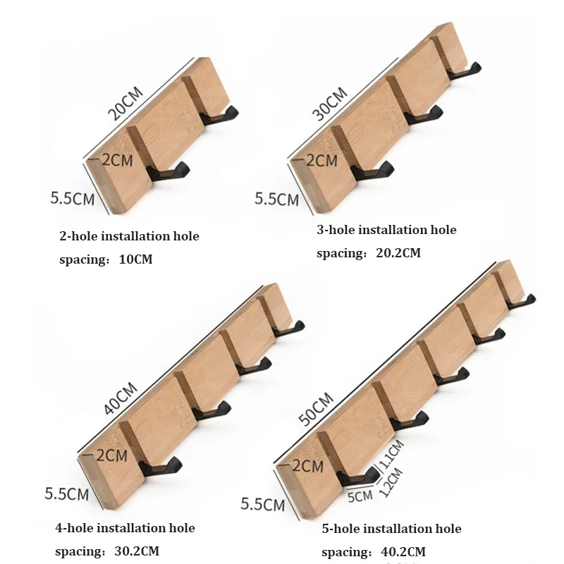 Gancho Invisible de madera para baño, colgador de almacenamiento de llaves de puerta montado en la pared, soporte creativo de aluminio blanco y negro, 3, 4 y 5 ganchos