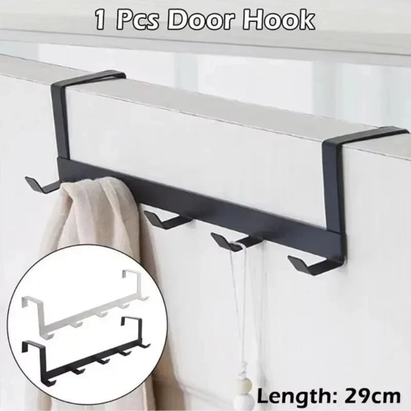 Hooks Over The Door 5 Hooks Home Bathroom Organizer Rack Clothes Coat Hat Towel Hanger Bathroom Kitchen Accessories