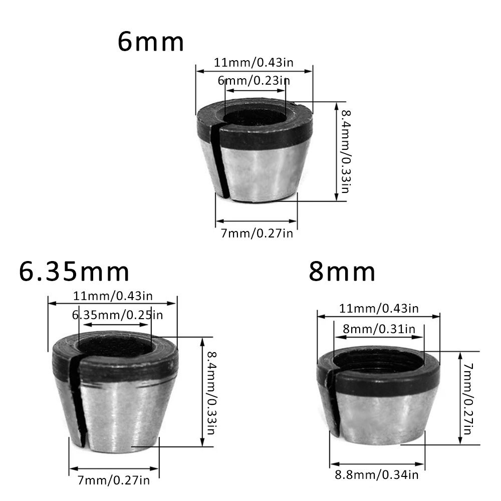 6/12Pcs Set 6mm Or 6.35mm Or 8mm Collet Chuck With Nut Engraving Trimming Machine Electric Router Milling Cutter Accessories