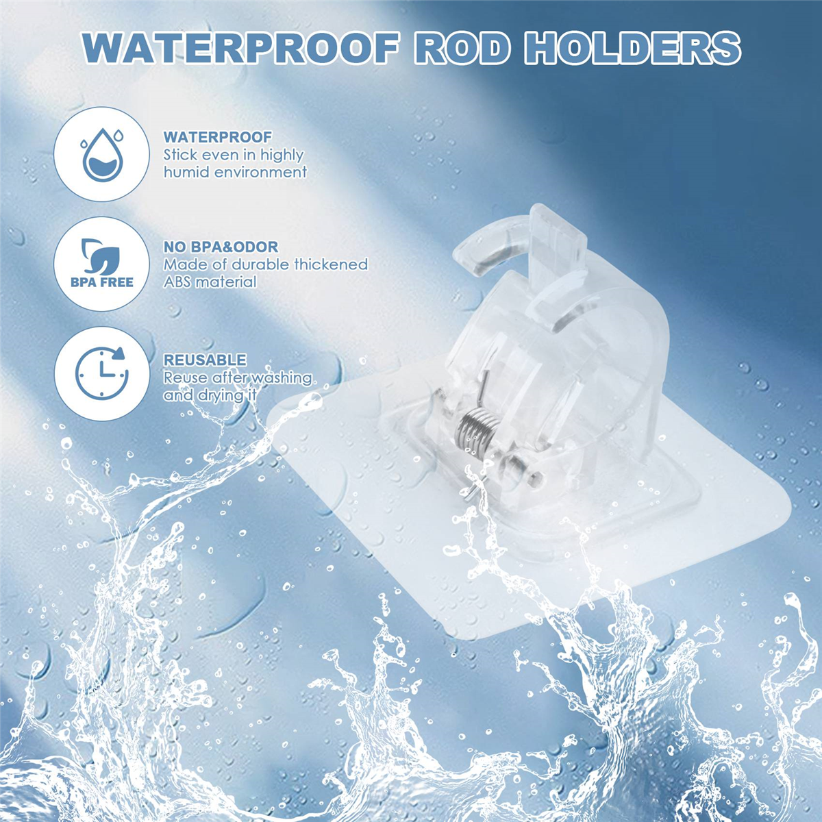 家庭用ドリルロッドホルダーなし、カーテンロッドホルダーフック、ネイルフリーフック、8個