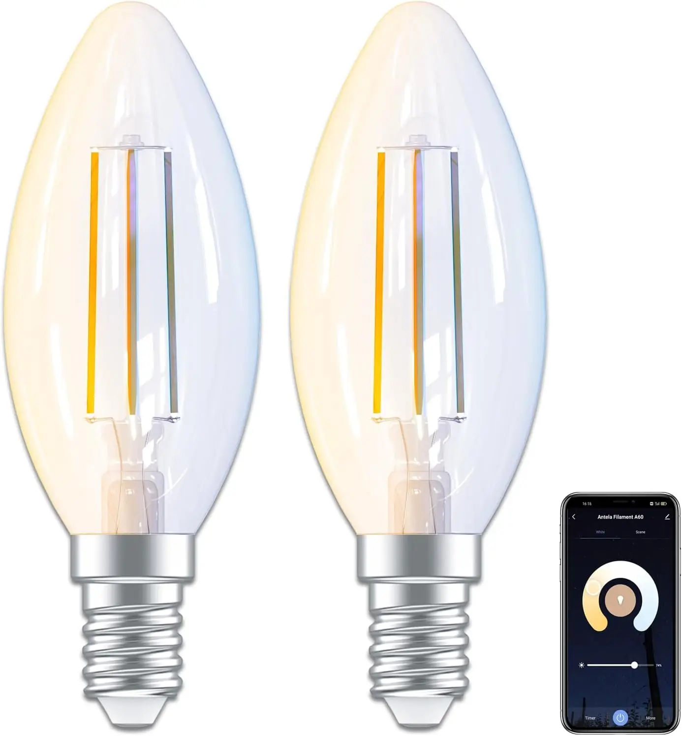 Alexa Smart Filament Glühbirnen, kompatibel mit Alexa/Google Home, Sprachsteuerung, APP-Steuerung, 2,4 GHz WLAN