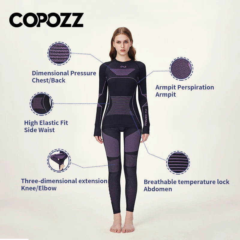 COPOZZ 新しい冬速乾性サーマル下着男性女性超ソフトスキー暖かいロングジョンズスキーサーマル下着セット女性のための