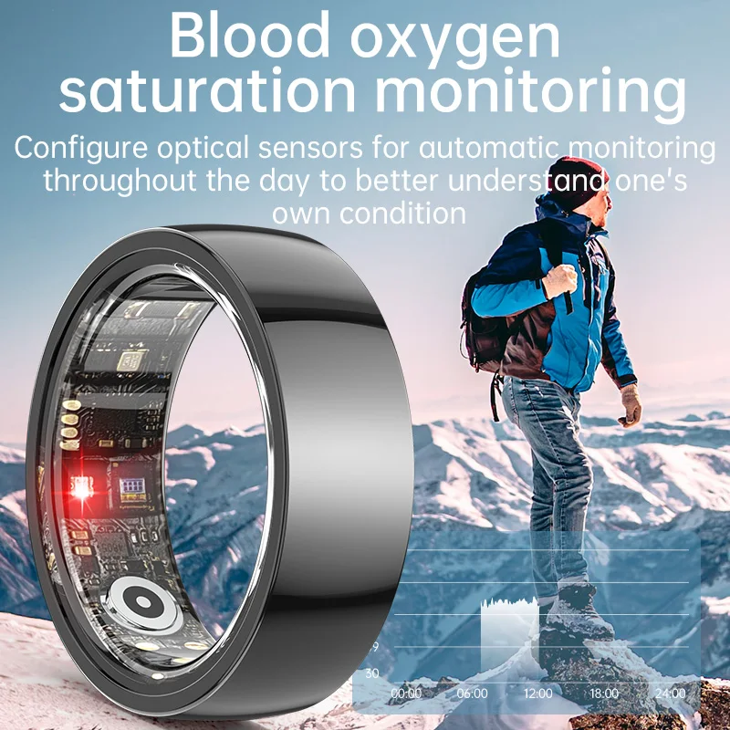 Anel inteligente Bluetooth 5.1 Câmera de sono Controle Remoto Vários modos de exercício Anel de fitness vestível