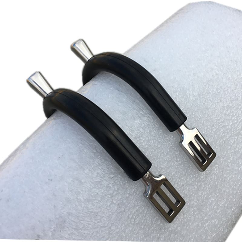 เดือยสำหรับขับขี่ทำจากสเตนเลสสตีลก้านสั้นขนาด17มม. มีเดือยแบบอังกฤษหุ้มยางอุปกรณ์ขี่ม้า