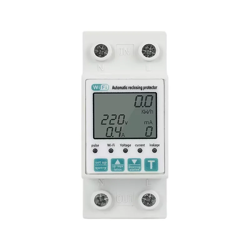 Reclosable smartlife TUYA WIFI Disjuntor 63A 110V 220V Medidor de energia Temporizador de medição com proteção contra vazamento de corrente de tensão