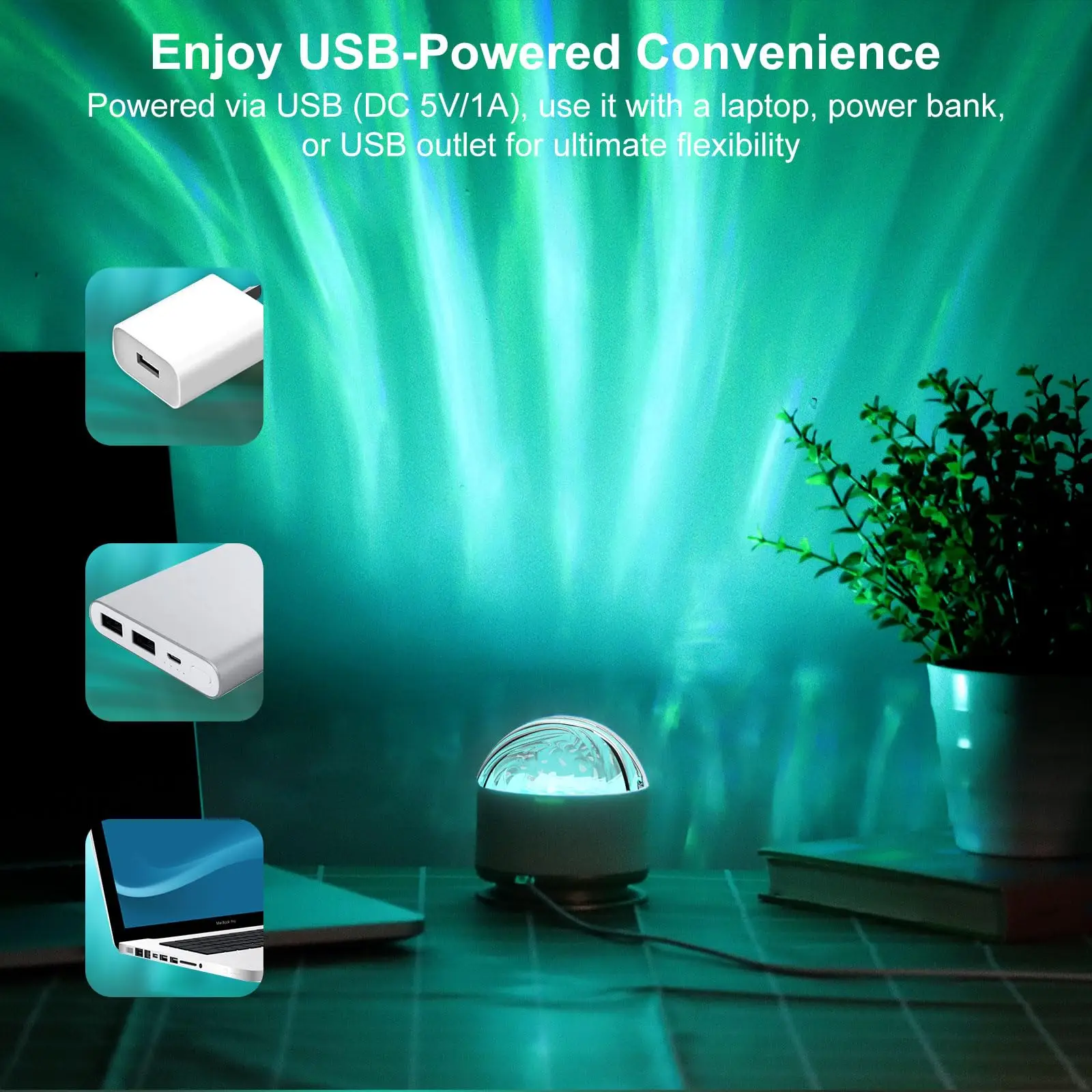 Northern Lights Projector 16 Color Aurora Night Light Projector for Bedroom USB Remote Galaxy Projector for Playroom Kids Room