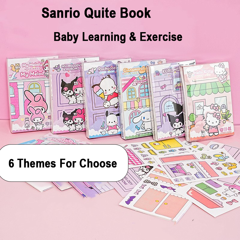 Sanrio Kawaii libro di adesivi per cartoni animati riutilizzabili per bambini più Scenos gioco di Puzzle fai da te apprendimento educativo giocattoli classici per bambini