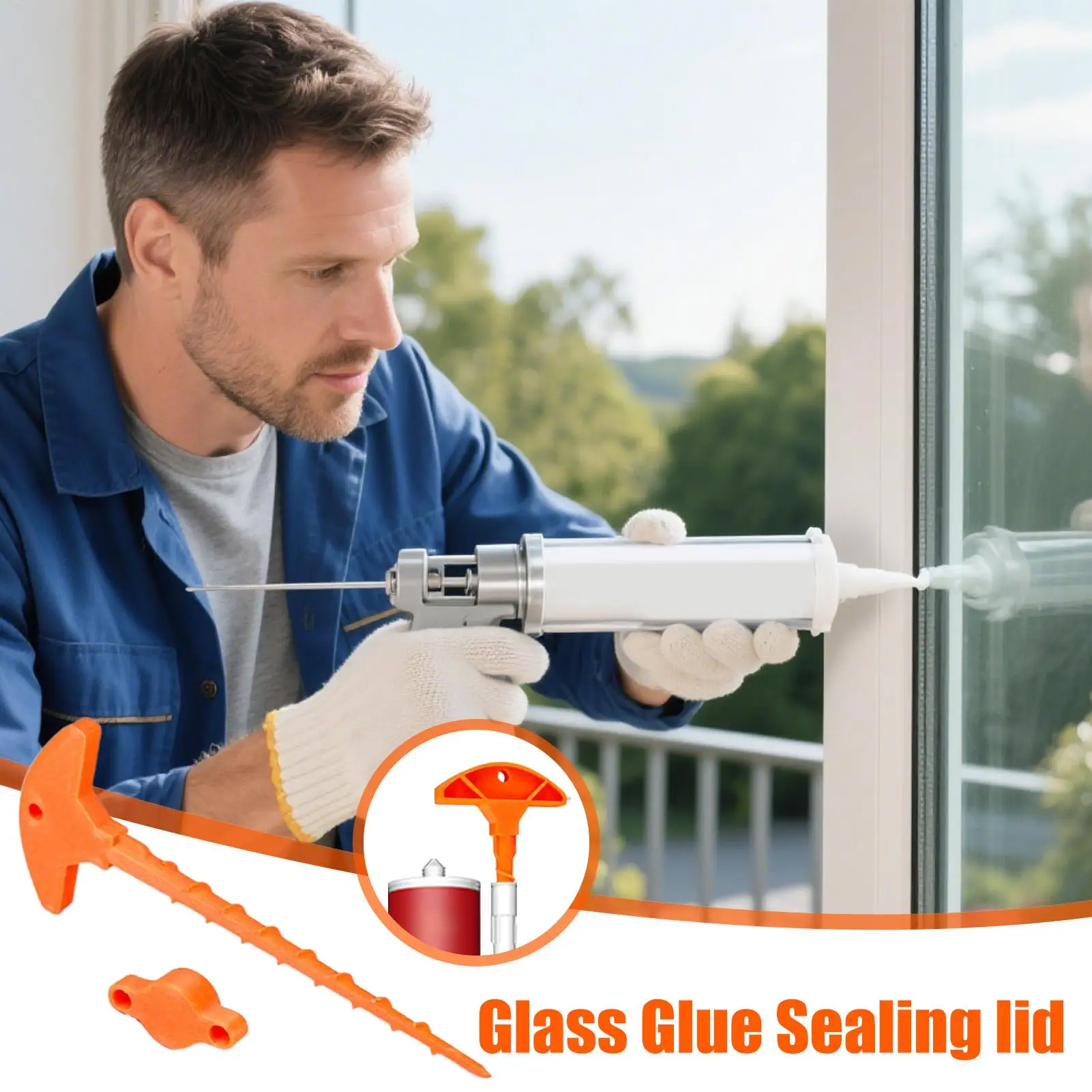 Sealant Nozzle Cleaner & Lid Caulk Plug Caulk Nozzle Tip Sealant Applicator Unclogger Prevents Drying For Glass Caulk Tubes