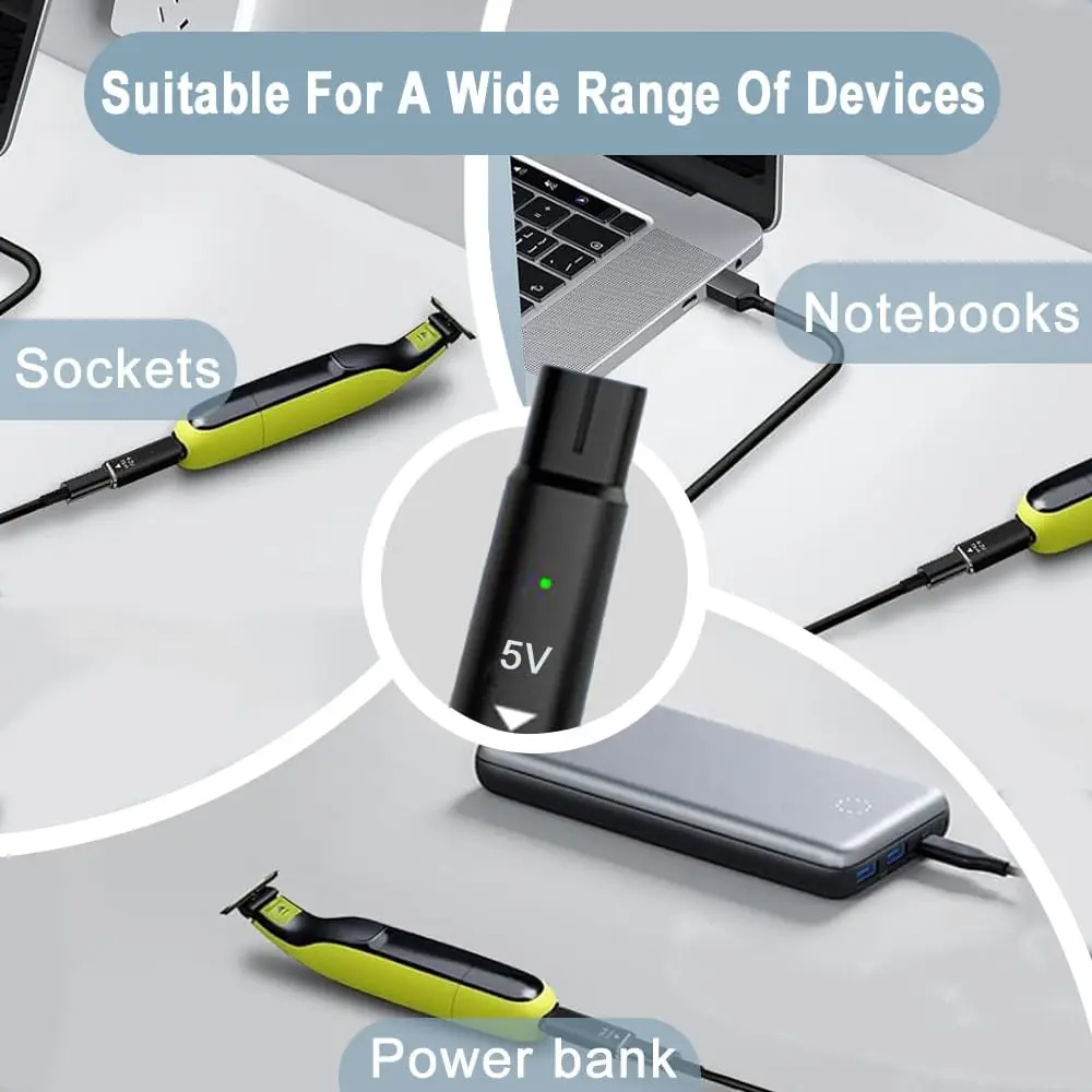 5V Type-C Shaver Adapter Charging Converter for Philips One Blade QP2520 QP2620 QP2510 QP2515 Electric Beard Trimmer