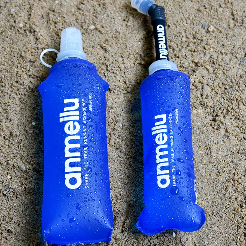 250/500ml 초경량 접이식 물병 BPA 무료 밀짚 야외 스포츠 용품 하이킹 러닝 사이클링 소프트 플라스크 워터 가방
